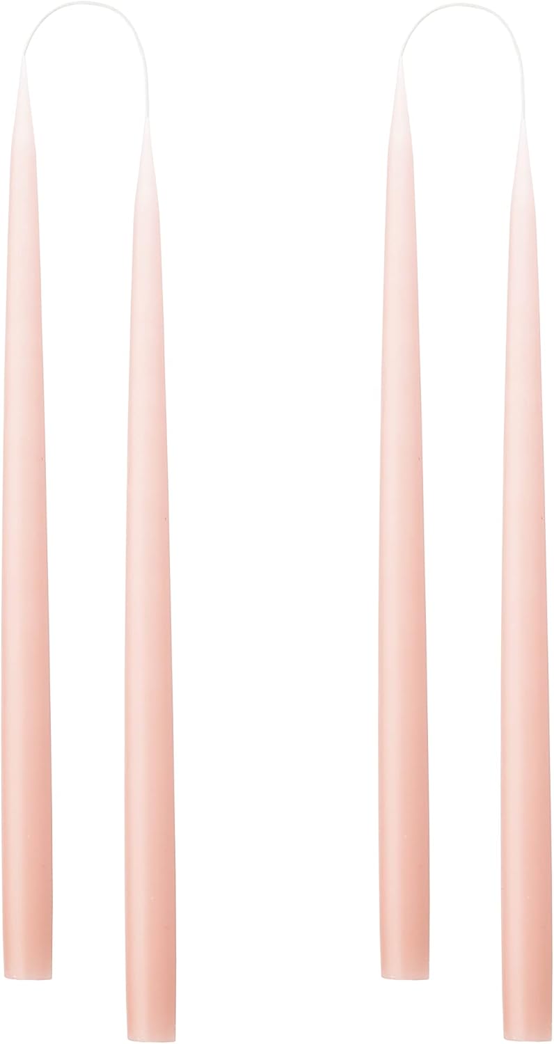 Kunstindustrien ® Taper Candles – Set of 4, 13.8" – Made in Denmark, Long Burning Candles 15h, Unscented & Smokeless Candlesticks – Elegant Tall Candles for Weddings, Dinners & Home Decor (Old Rose) - Image 1